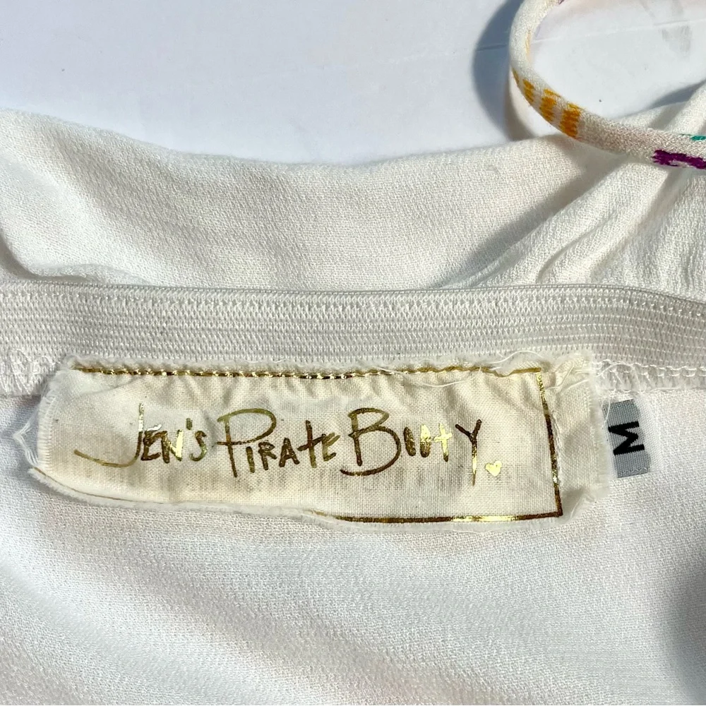 Jen's Pirate Booty White High-Low Slip Dress with Multicolor Embroidery - Picture 8 of 13